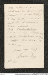 Nachlass Franz Steindachner, Brief von Francis Day an Franz Steindachner (09.01.1877), Inv.Nr. 97.01, Seite 4